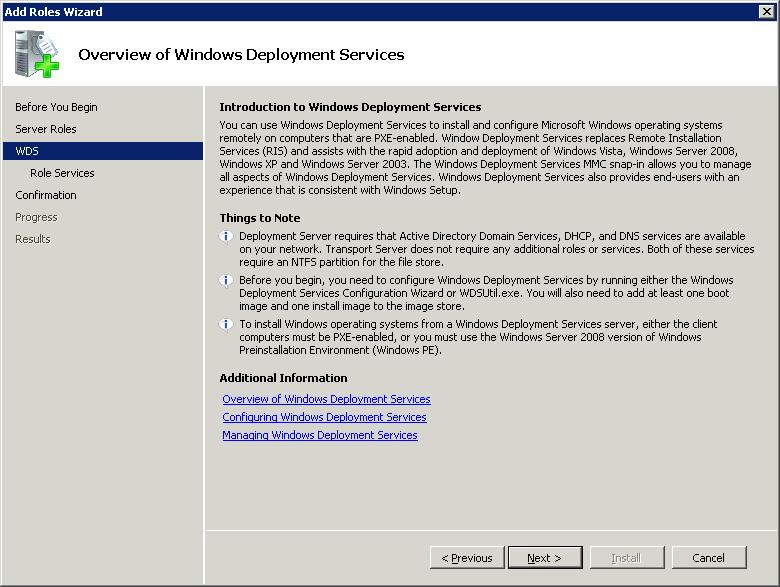 Add Role WDS - Overview
