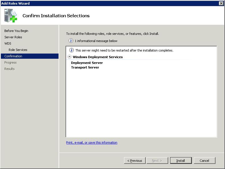 Confirm Installation Selections