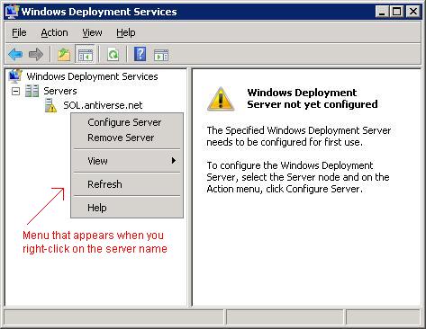 Windows Deployment Services with note that it is not configured