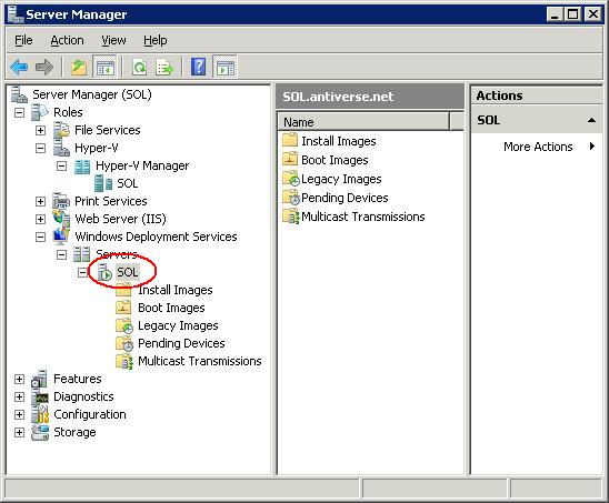 WDS Image Repository Options with Server Circled