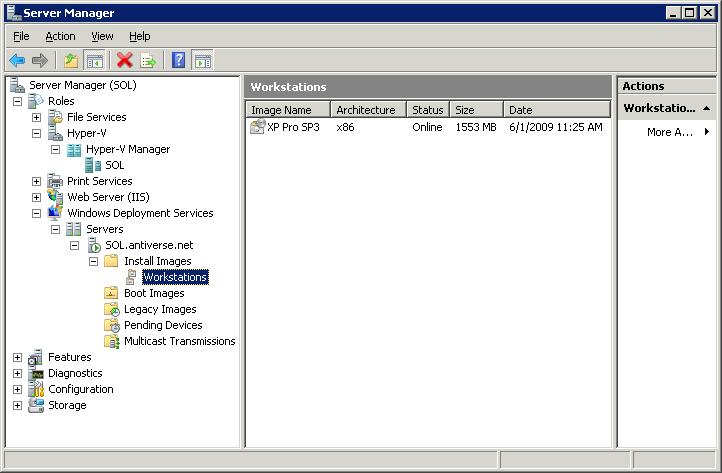 Windows Deployment Services Install Images with Image listed.