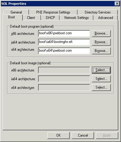 Server Properties - Boot