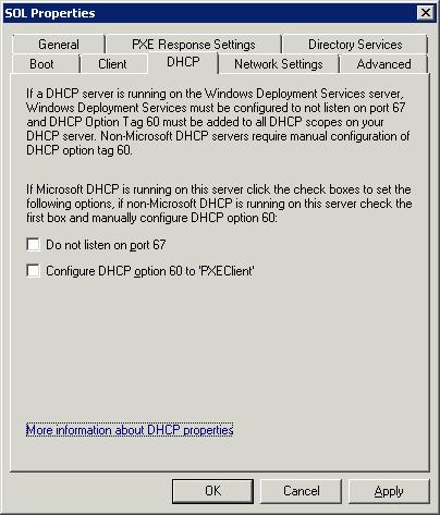 Server Properties - DHCP