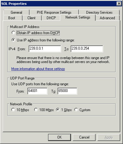 Server Properties - Network Settings